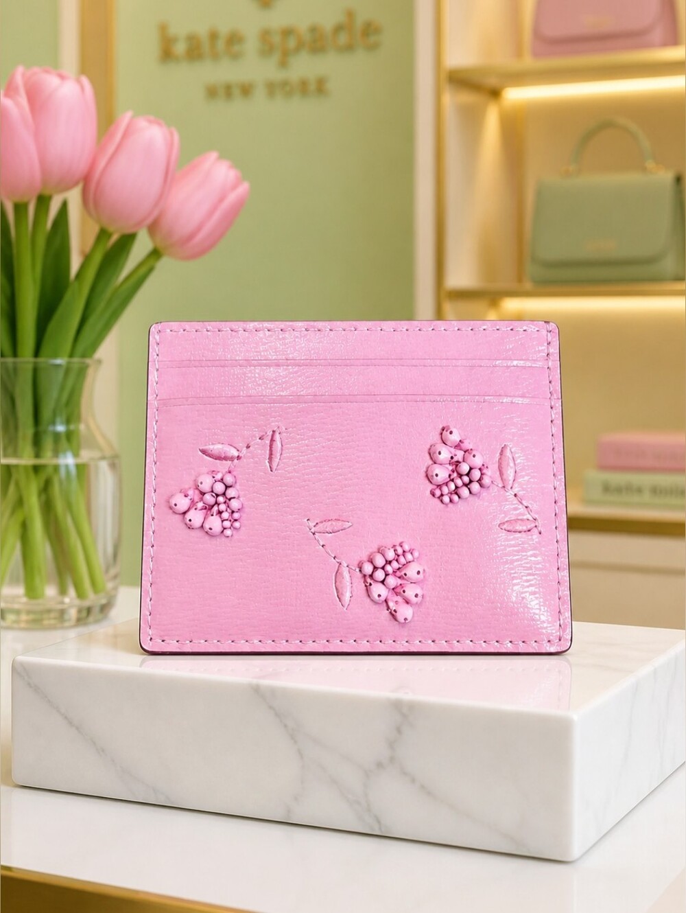 Kate Spade New York Floral Small Slim Card Holder  NWT